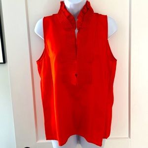 JCrew orange silk ruffle top blouse, size medium